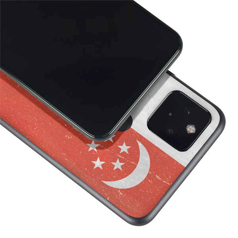 Singapore Flag Distressed Google Pixel 5a Skin